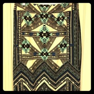 Geometric patterned midi pencil skirt, size XL